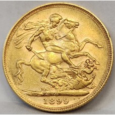 AUSTRALIA 1899 . ONE 1 SOVEREIGN . MELBOURNE . GOLD